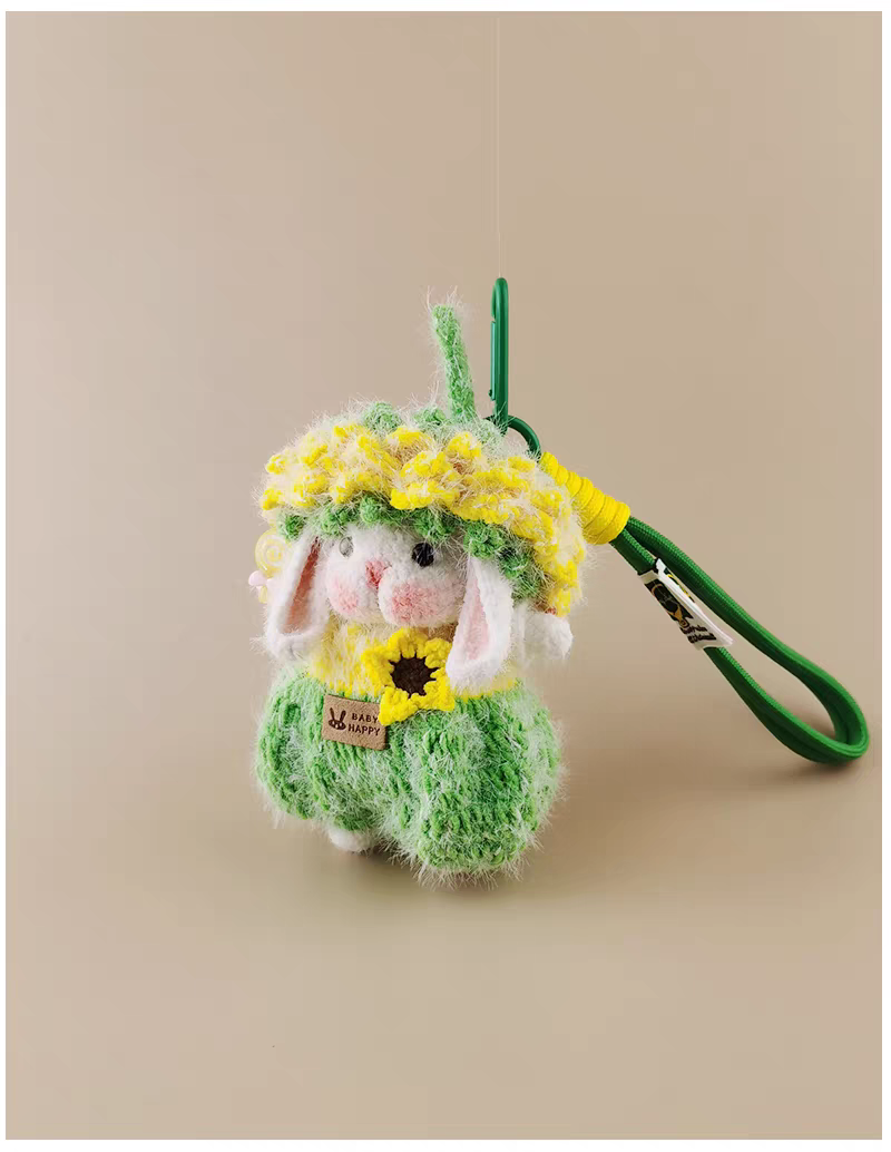 Mini Sunflower Sugar Sugar Bunny Handmade Crochet Doll Keychain, Bag Charm & Car Pendant, Premium Stylish Gift