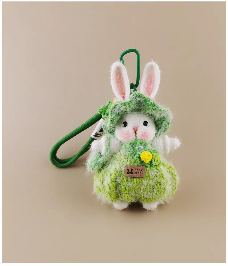 Green Fairy Sugar Sugar Bunny Handmade Crochet Doll Bag Charm, Stylish Keychain Pendant, Premium Birthday Gift
