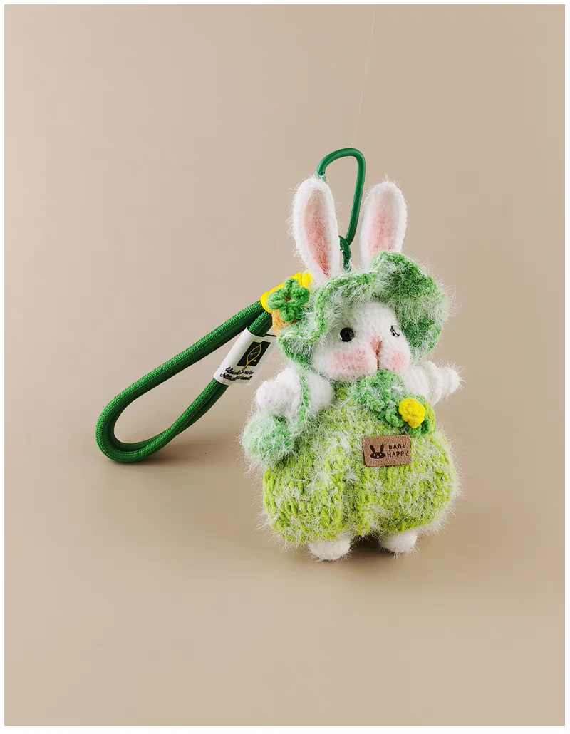 Green Fairy Sugar Sugar Bunny Handmade Crochet Doll Bag Charm, Stylish Keychain Pendant, Premium Birthday Gift