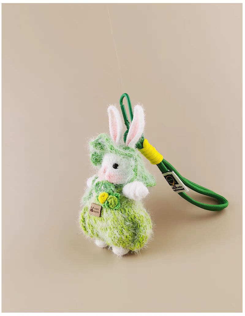 Green Fairy Sugar Sugar Bunny Handmade Crochet Doll Bag Charm, Stylish Keychain Pendant, Premium Birthday Gift