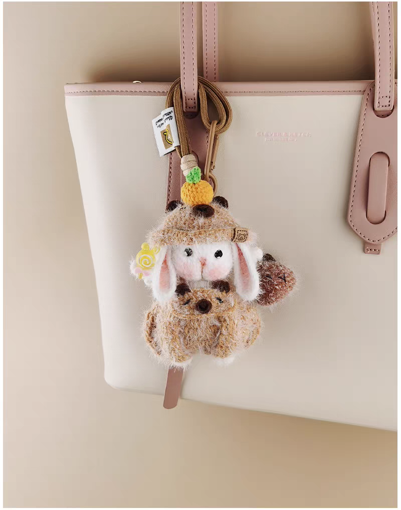 Mini Capybara Sugar Sugar Bunny Handmade Crochet Doll Keychain, Bag Charm & Car Pendant, Premium Gift