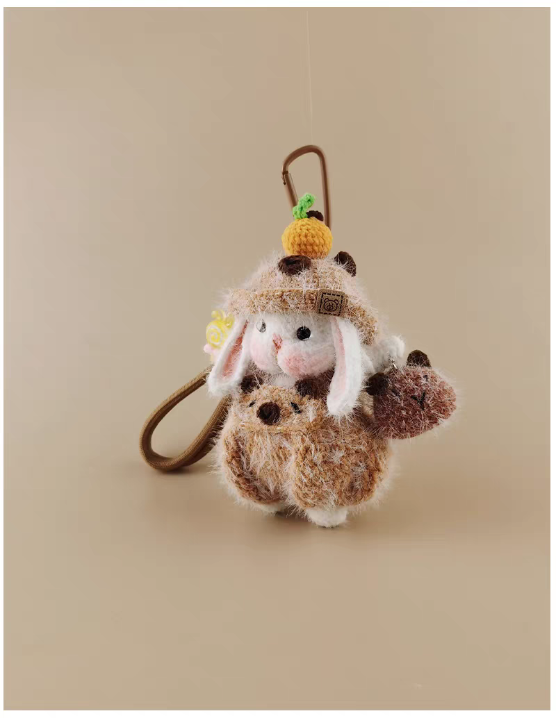 Mini Capybara Sugar Sugar Bunny Handmade Crochet Doll Keychain, Bag Charm & Car Pendant, Premium Gift