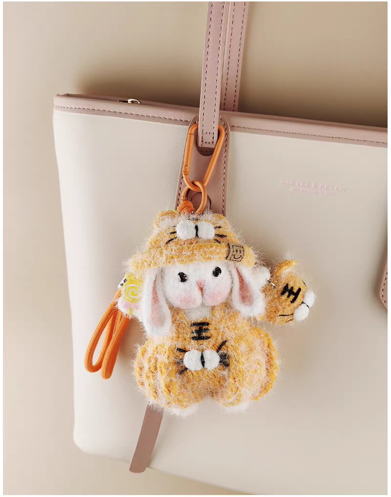 Mini Tiger Sugar Sugar Bunny Handmade Crochet Doll Keychain, Bag Charm & Car Pendant, Premium Gift