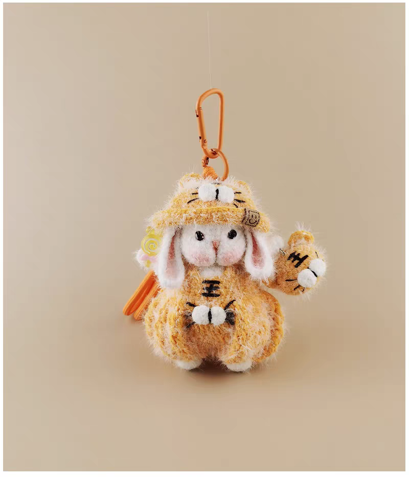 Mini Tiger Sugar Sugar Bunny Handmade Crochet Doll Keychain, Bag Charm & Car Pendant, Premium Gift