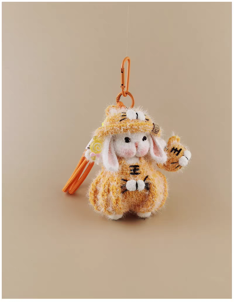 Mini Tiger Sugar Sugar Bunny Handmade Crochet Doll Keychain, Bag Charm & Car Pendant, Premium Gift