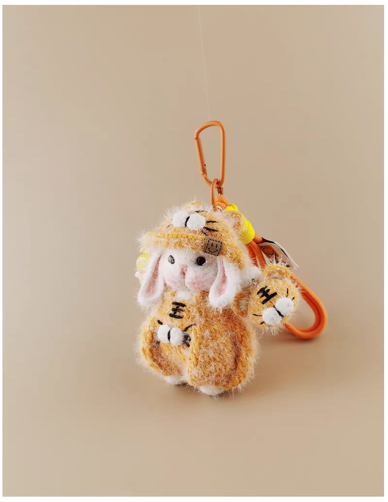 Mini Tiger Sugar Sugar Bunny Handmade Crochet Doll Keychain, Bag Charm & Car Pendant, Premium Gift