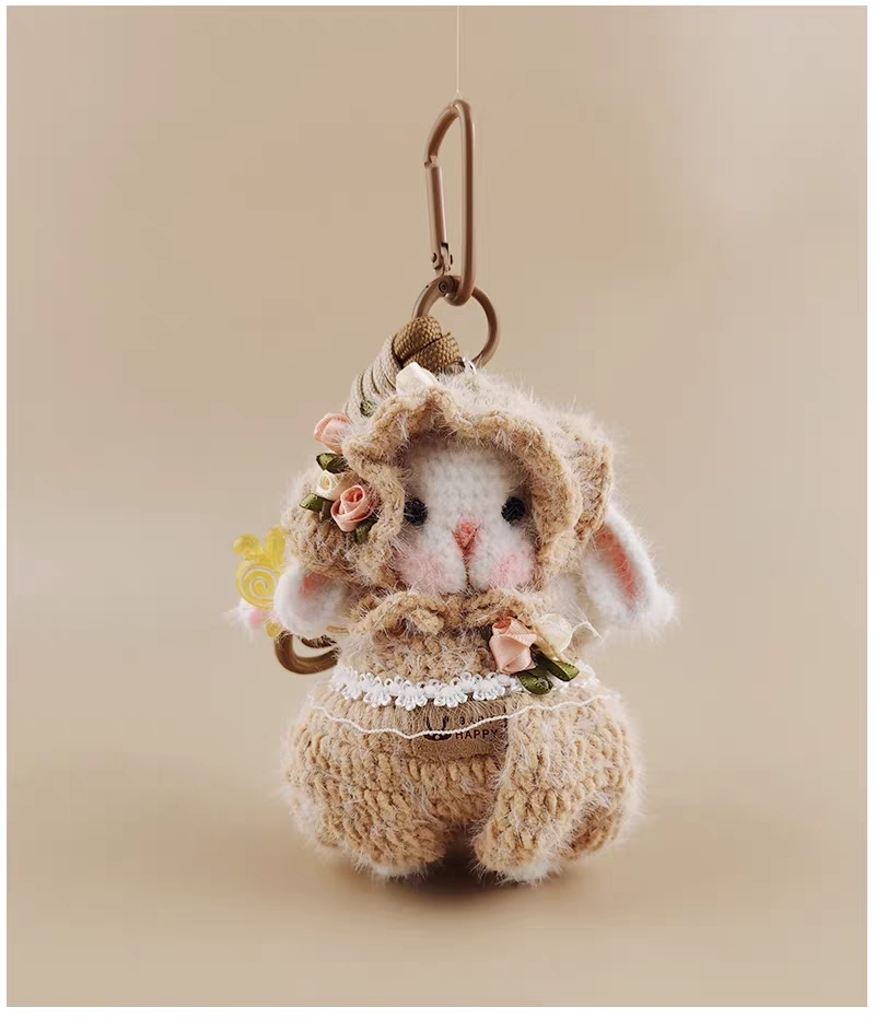 Cute Sugar Sugar Bunny Handmade Crochet Doll Keychain, Bag Charm & Car Pendant, Unique Sophisticated Gift