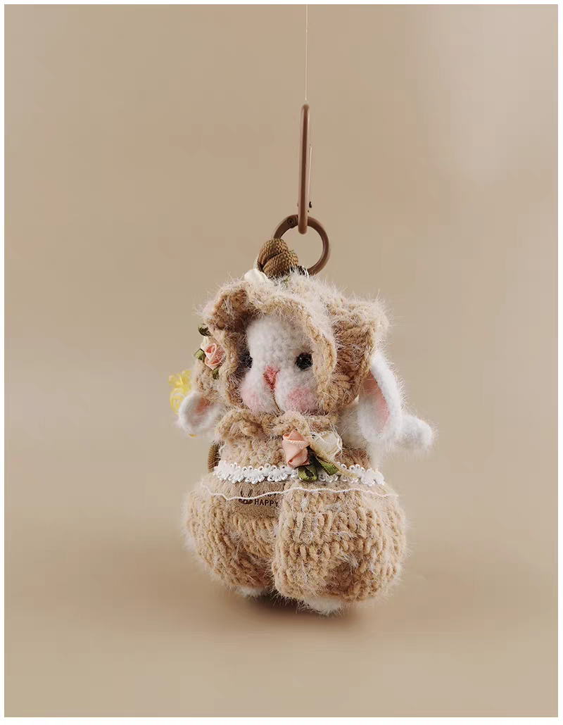 Cute Sugar Sugar Bunny Handmade Crochet Doll Keychain, Bag Charm & Car Pendant, Unique Sophisticated Gift