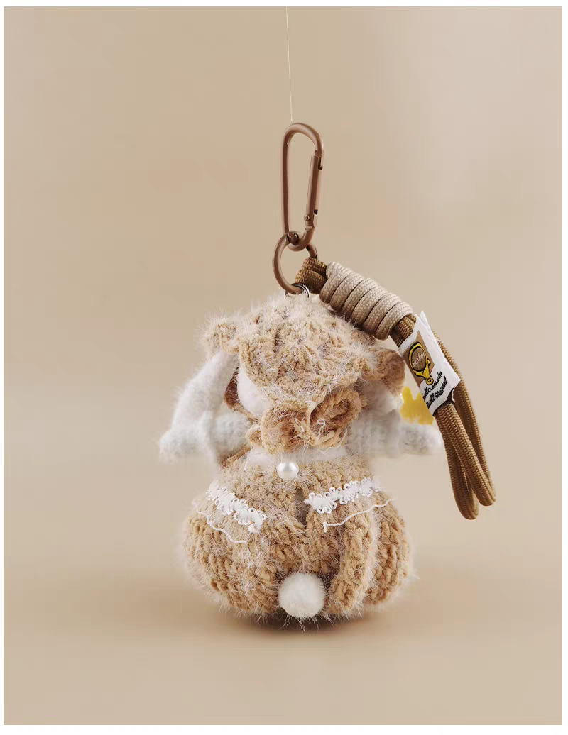 Cute Sugar Sugar Bunny Handmade Crochet Doll Keychain, Bag Charm & Car Pendant, Unique Sophisticated Gift