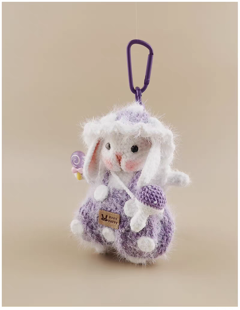 Cute Mushroom Sugar Sugar Bunny Handmade Crochet Doll Keychain, Bag Charm & Car Pendant, Unique Elegant Gift