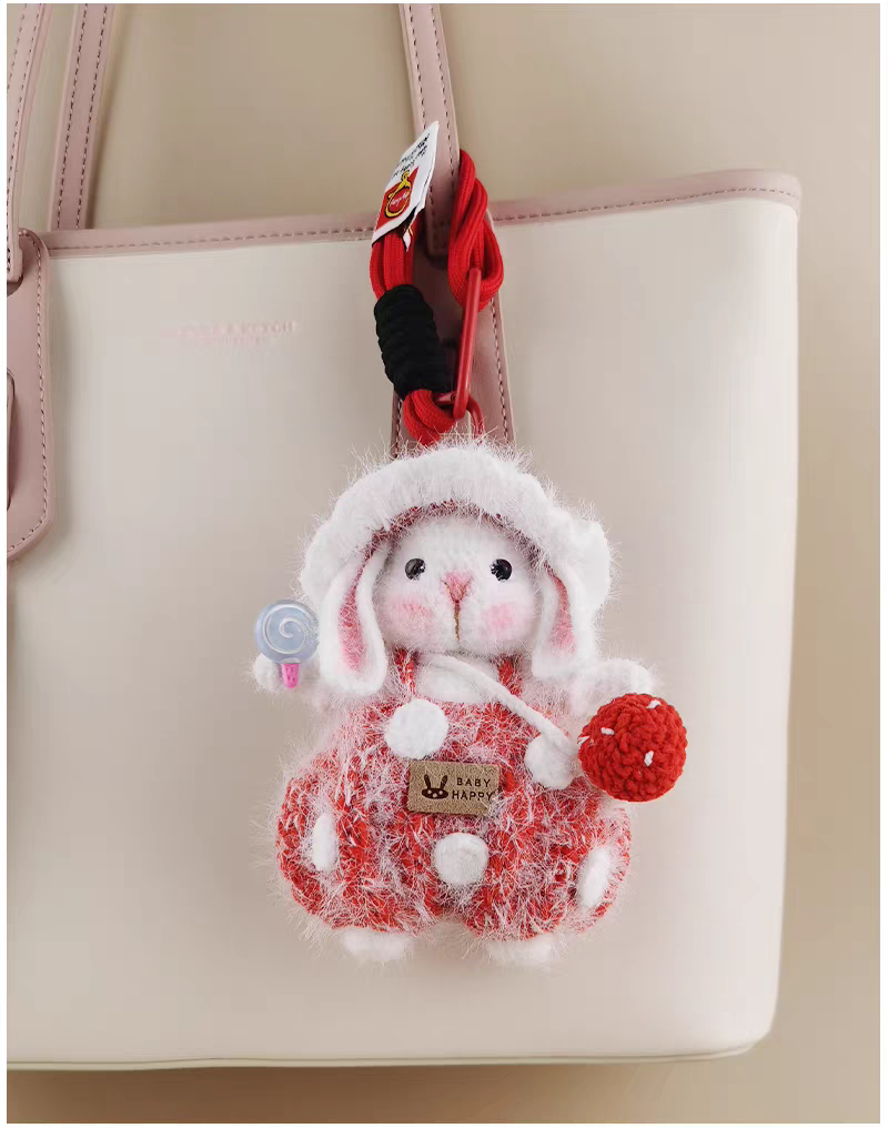 Cute Mushroom Sugar Sugar Bunny Handmade Crochet Keychain, Bag Charm & Car Pendant, Niche Premium Gift