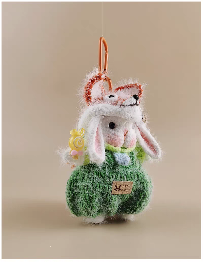 Mini  Fox Sugar Sugar Bunny Handmade Crochet Keychain, Bag Charm & Car Pendant, Niche Luxury Premium Gift