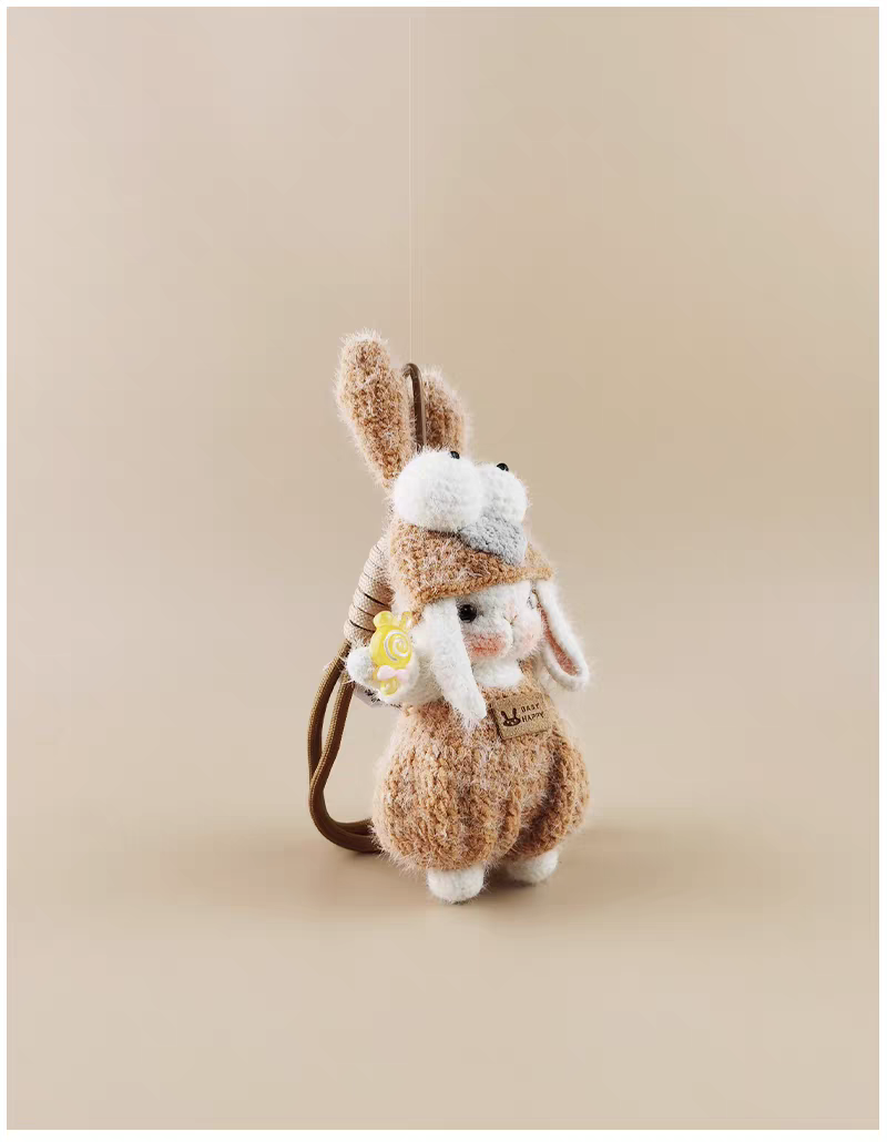 Cute Wide-Eyed Sugar Sugar Bunny Handmade Crochet Keychain, Bag & Backpack Charm Pendant, Lovely Gift