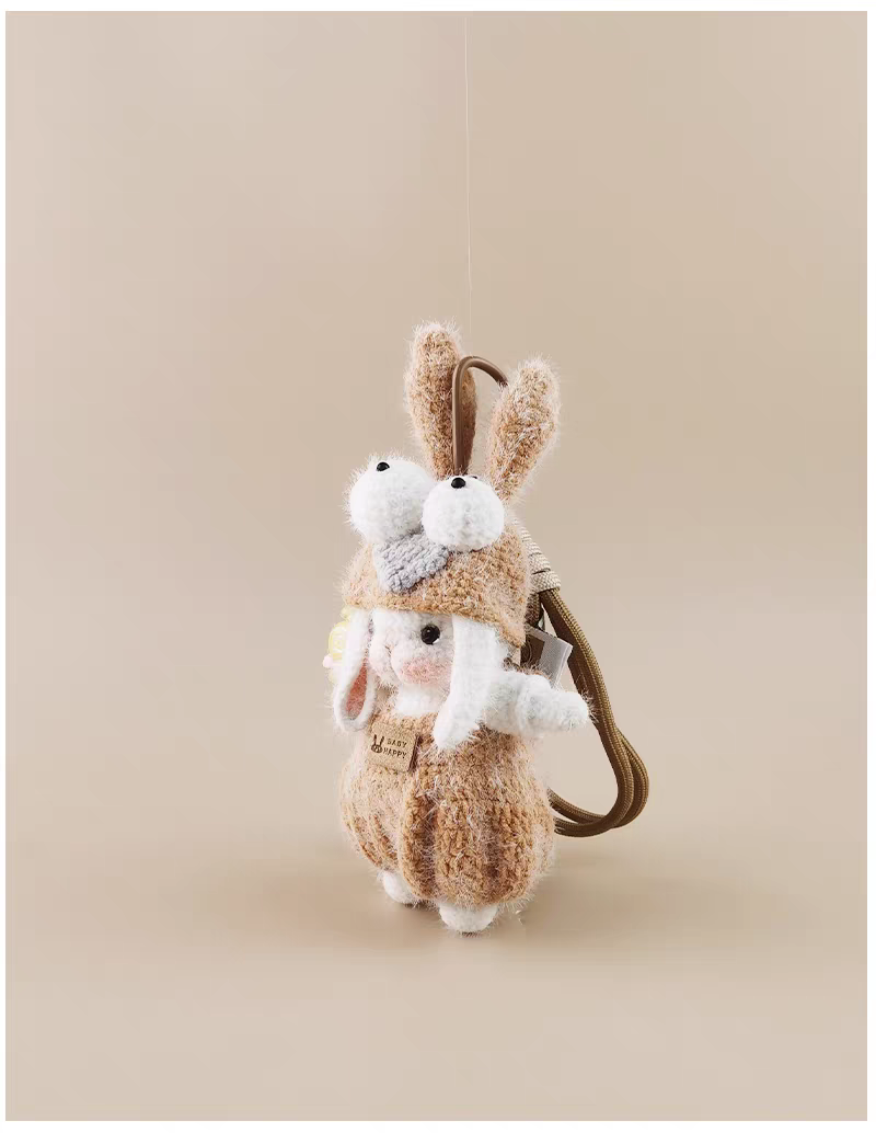 Cute Wide-Eyed Sugar Sugar Bunny Handmade Crochet Keychain, Bag & Backpack Charm Pendant, Lovely Gift