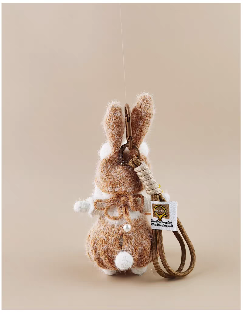 Cute Wide-Eyed Sugar Sugar Bunny Handmade Crochet Keychain, Bag & Backpack Charm Pendant, Lovely Gift