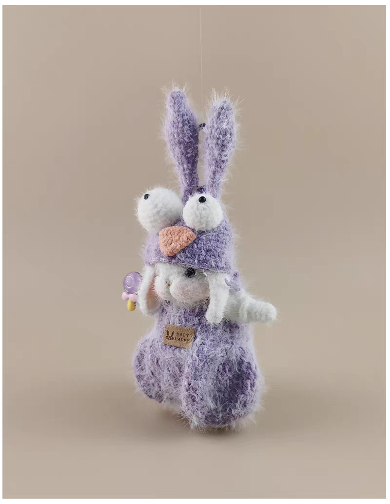 Cute Wide-Eyed Sugar Sugar Bunny Handmade Crochet Keychain, Bag & Backpack Charm Pendant, Lovely Gift