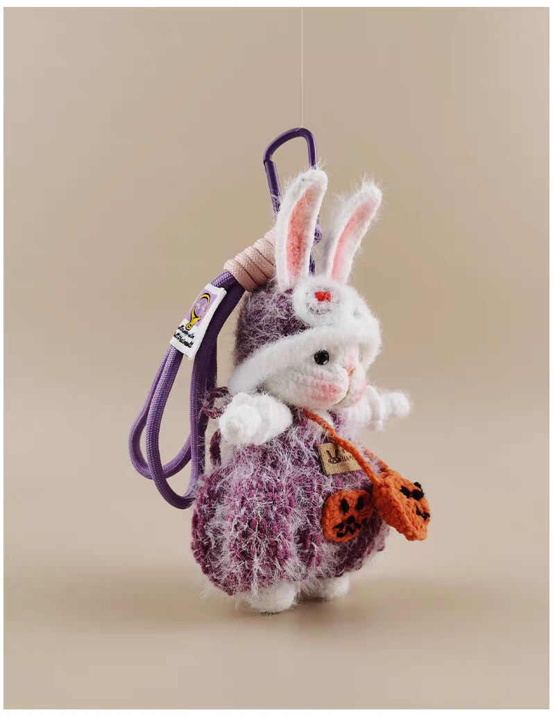 Halloween Sugar Sugar Bunny Crochet Bag Charm Keychain, Elegant Holiday Gift