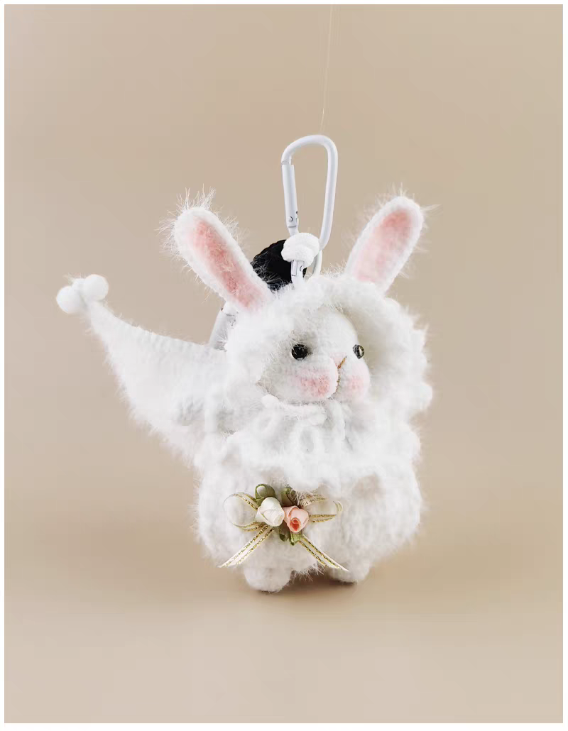 Cute Angel Sugar Sugar Bunny Handmade Crochet Doll Keychain, Bag & Backpack Charm Pendant, Lovely Doll Gift
