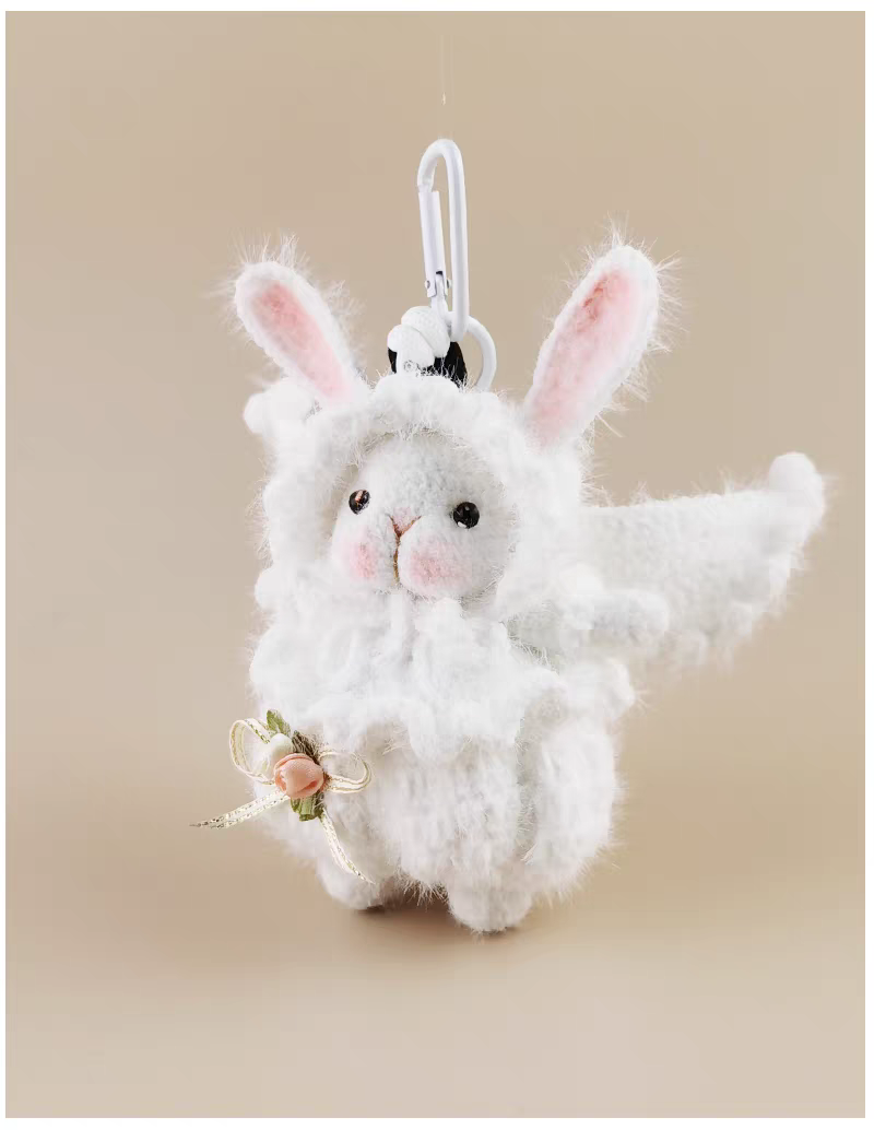 Cute Angel Sugar Sugar Bunny Handmade Crochet Doll Keychain, Bag & Backpack Charm Pendant, Lovely Doll Gift