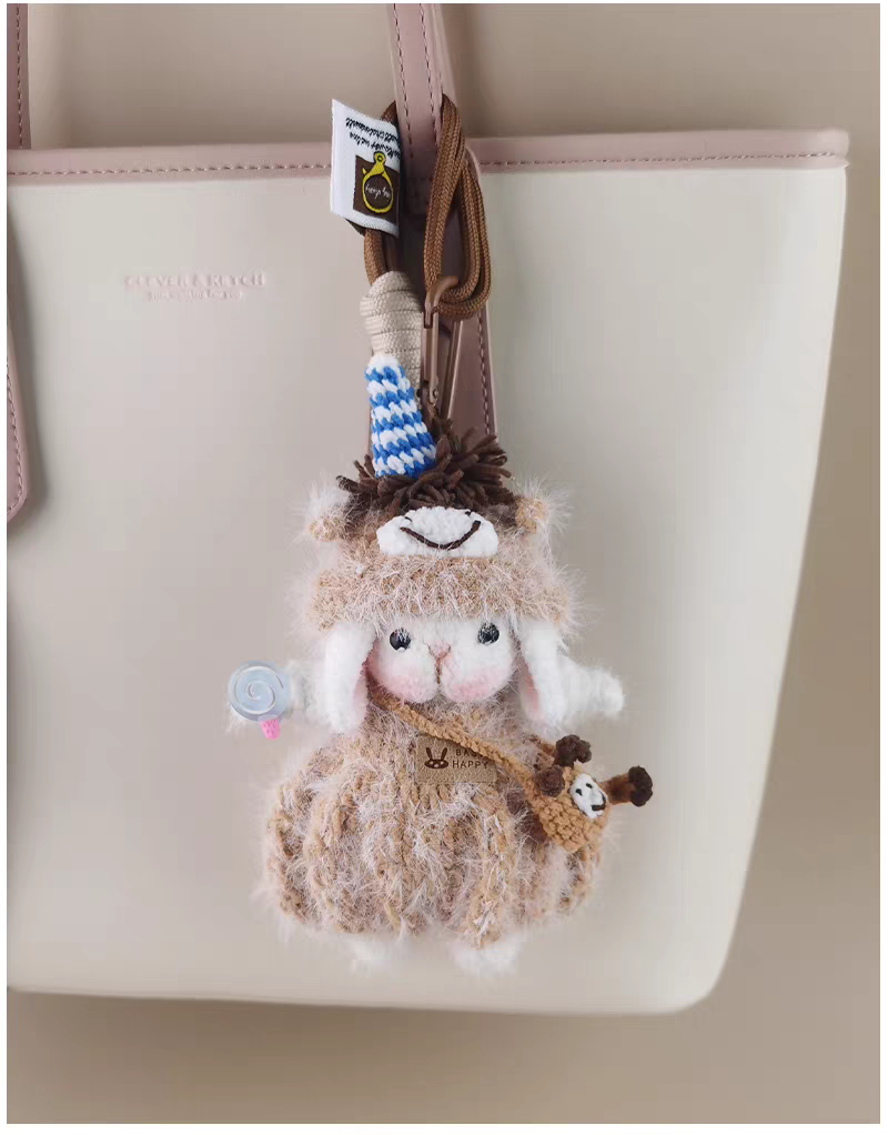 Cute Chinese Zodiac Horse Sugar Sugar Bunny Handmade Crochet Doll Keychain, Bag & Backpack Charm Pendant, Niche Premium Gift