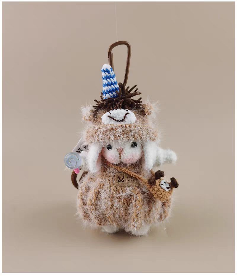 Cute Chinese Zodiac Horse Sugar Sugar Bunny Handmade Crochet Doll Keychain, Bag & Backpack Charm Pendant, Niche Premium Gift