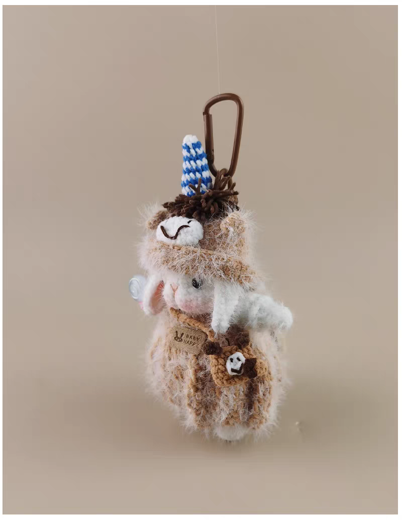 Cute Chinese Zodiac Horse Sugar Sugar Bunny Handmade Crochet Doll Keychain, Bag & Backpack Charm Pendant, Niche Premium Gift