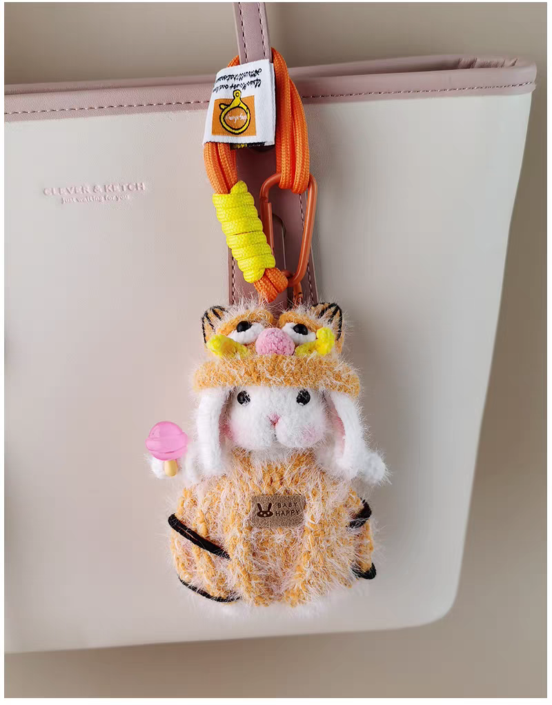 Mini Cat Sugar Sugar Bunny Handmade Crochet Doll Keychain, Bag & Backpack Charm Pendant, Lovely Gift
