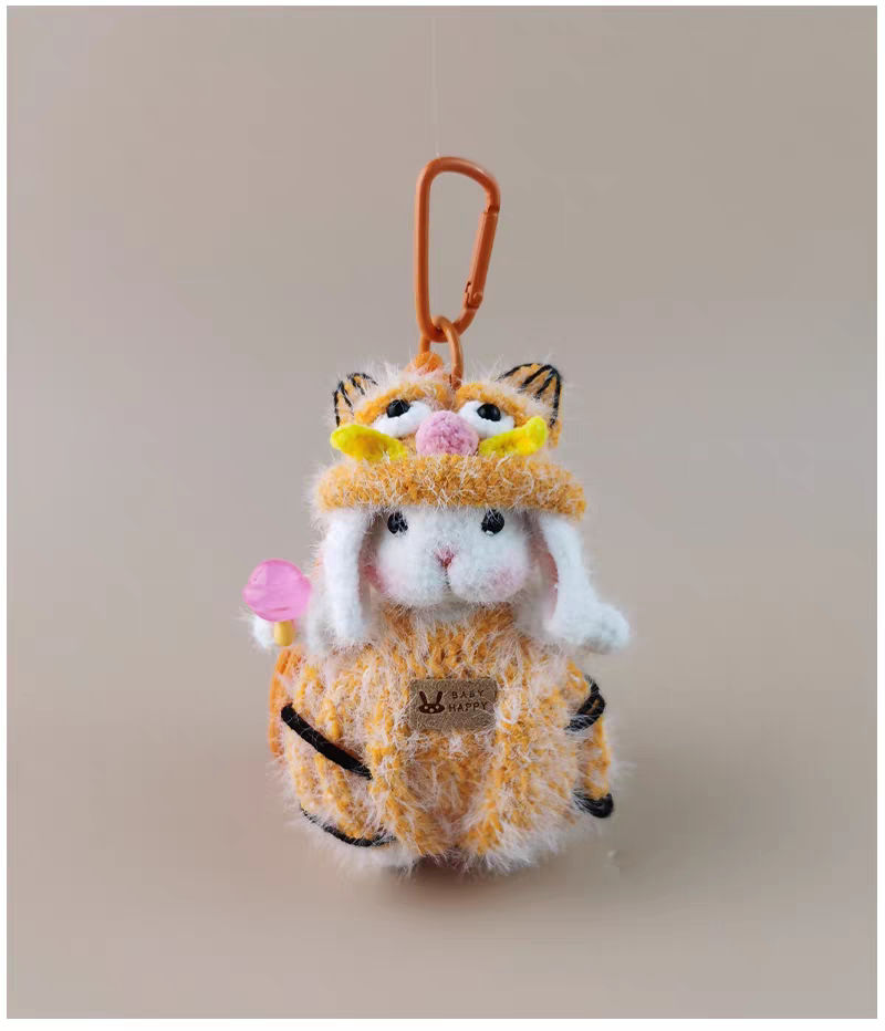 Mini Cat Sugar Sugar Bunny Handmade Crochet Doll Keychain, Bag & Backpack Charm Pendant, Lovely Gift