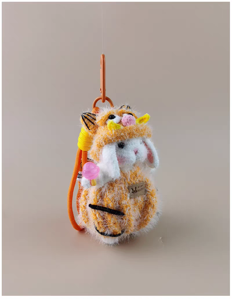 Mini Cat Sugar Sugar Bunny Handmade Crochet Doll Keychain, Bag & Backpack Charm Pendant, Lovely Gift
