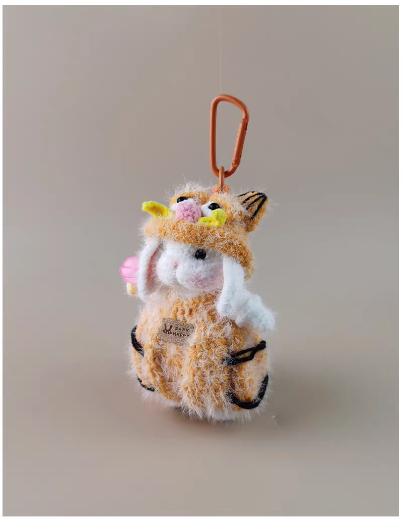Mini Cat Sugar Sugar Bunny Handmade Crochet Doll Keychain, Bag & Backpack Charm Pendant, Lovely Gift