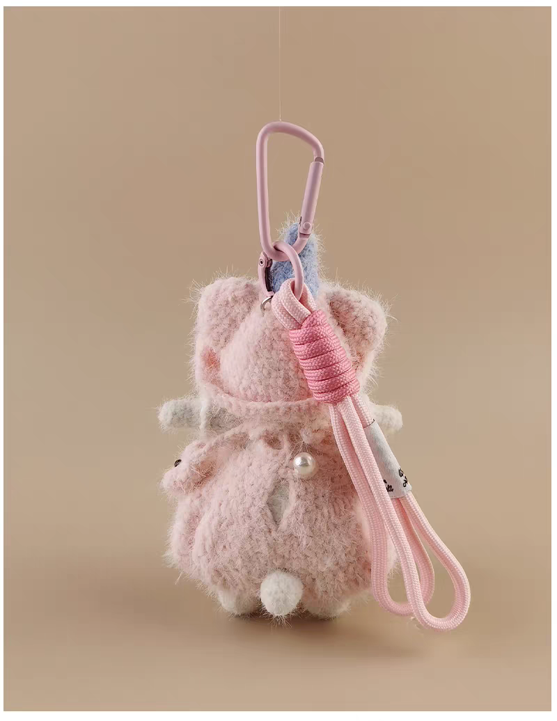 Cute Chinese Zodiac Pig Sugar Sugar Bunny Handmade Crochet Doll Keychain, Bag & Backpack Charm Pendant, Niche Premium Gift