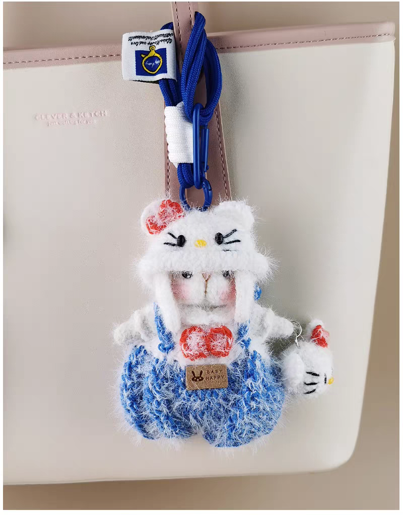 Sailor KT Cat Sugar Sugar Bunny Crochet Bag Charm Keychain, Cute Gift