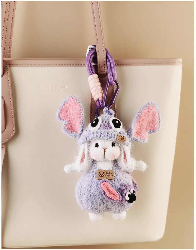 Cute Angel Sugar Sugar Bunny Handmade Crochet Doll Keychain, Bag & Backpack Charm Pendant, Sweet Gift