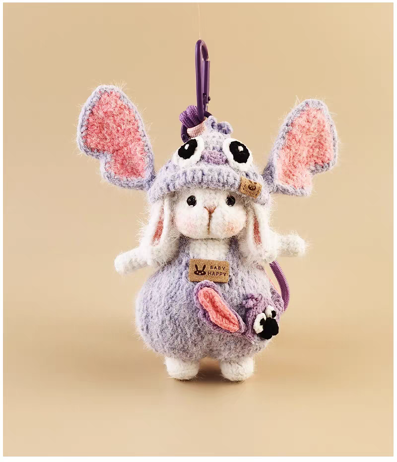 Cute Angel Sugar Sugar Bunny Handmade Crochet Doll Keychain, Bag & Backpack Charm Pendant, Sweet Gift