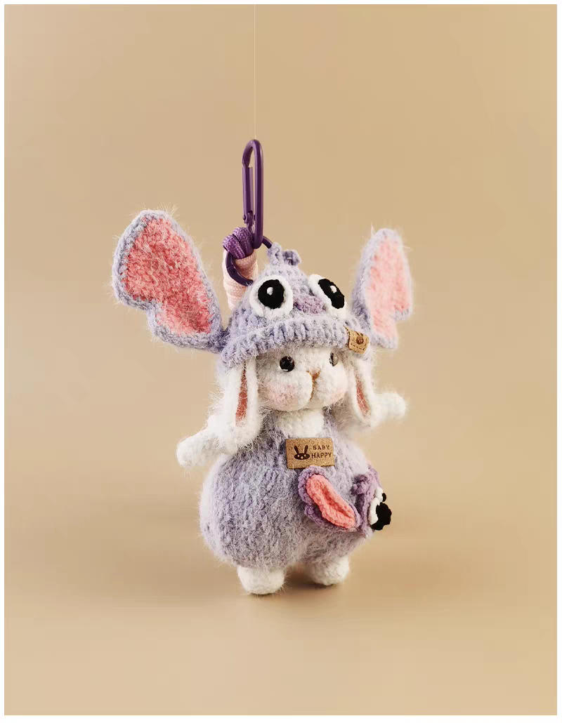Cute Angel Sugar Sugar Bunny Handmade Crochet Doll Keychain, Bag & Backpack Charm Pendant, Sweet Gift