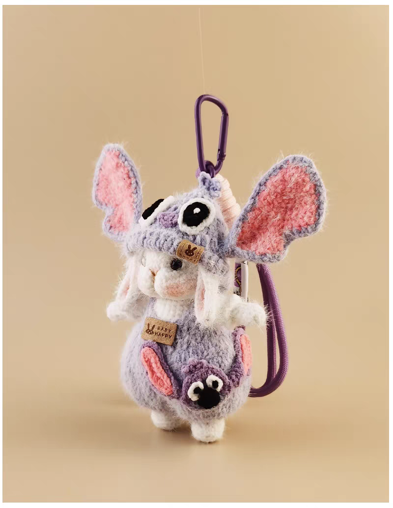 Cute Angel Sugar Sugar Bunny Handmade Crochet Doll Keychain, Bag & Backpack Charm Pendant, Sweet Gift