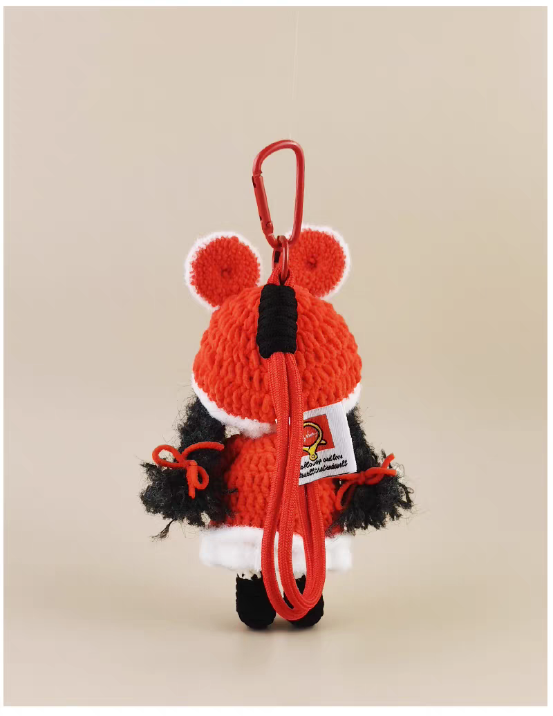 Vibrant Lion Dance Girl Crochet Doll Keychain, Cute Bag & Backpack Charm, Unique Niche Gift